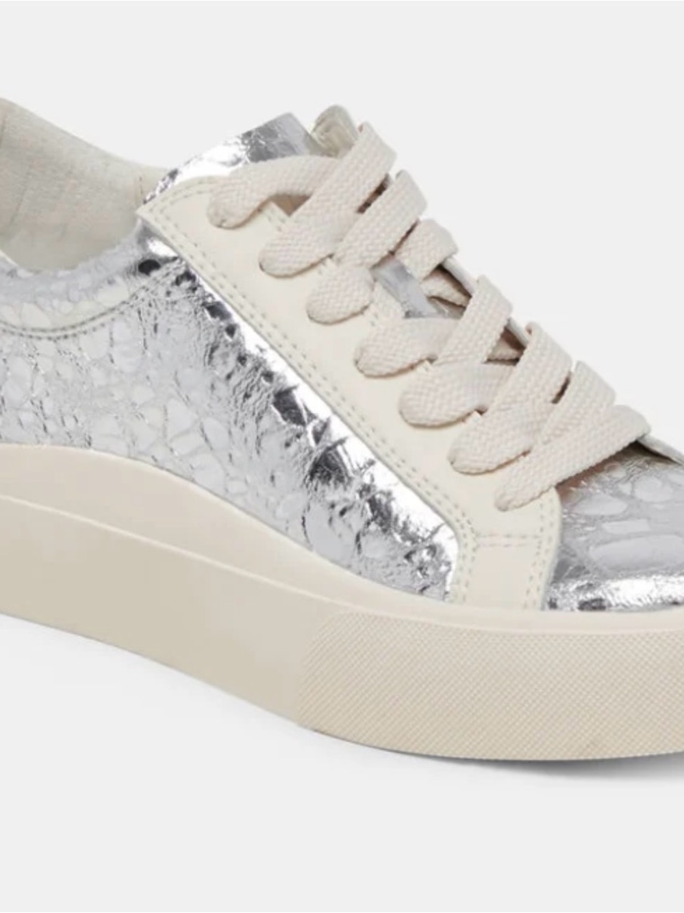 NEW Dolce Vita Zayn 360 platform lace-up sneakers w/metallic silver sz 8